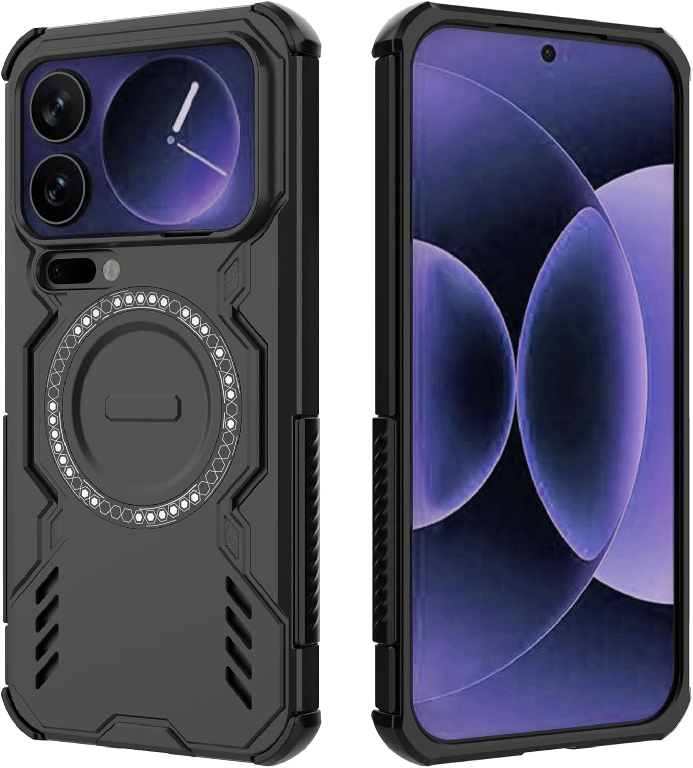 ESHUYI Magnetic Case for Xiaomi 17 Pro Max, Magsafe Compatible, Shockproof Hard Case with Air Cushion Corners, Heat Dissipation, TPU+PC Hybrid Mobile Phone Case, Black