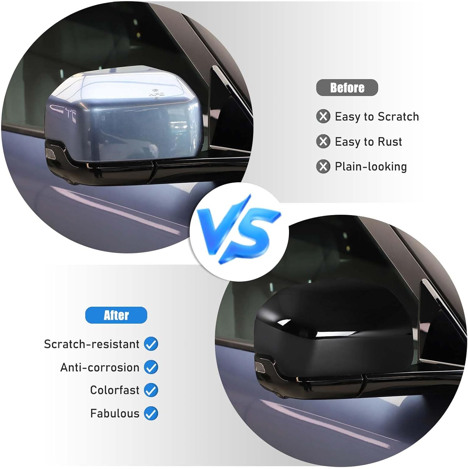 Side Door Mirror Cover Protector Compatible with BYD Shark 2024-2025 Accessories | ABS Exterior Rearview Mirror Shell Cap Trim | 2PC Set (Glossy Black) image number 5