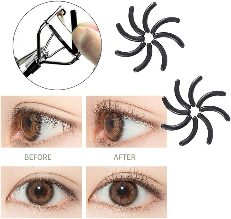 Blingkingdom 20Pcs Universal Soft Silicone Eyelash Curler Replacement Pads Refill Pads for Eyelash Curler - Black image number 1
