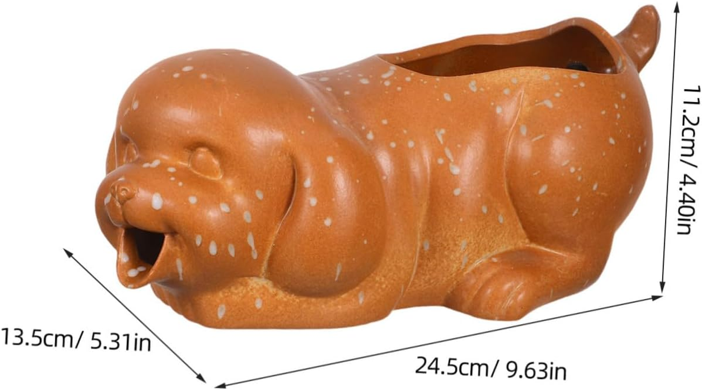 NOLITOY Ceramic Dog Fountain Spitter Jar for Indoor Outdoor Aquarium Decor Playful Puppy Statue with Circulating Waterfall Plant-Friendly Eco Ceramic Jar for Fish Tank and Garden image number 2