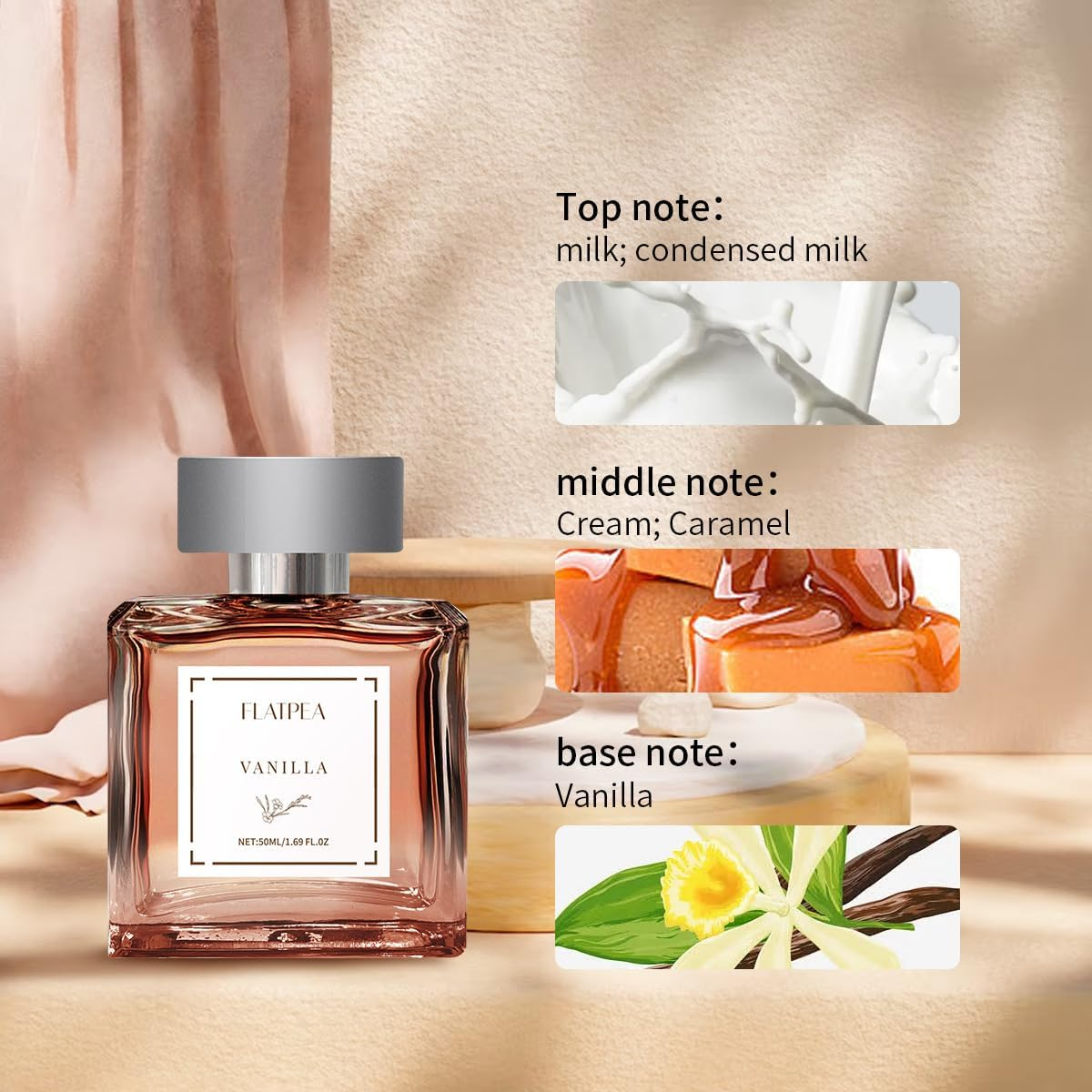 Vanilla Perfume Oil &ndash; Sweet, Creamy & Long-Lasting Fragrance, Alcohol-Free, 50Ml (1.69 FL.OZ)