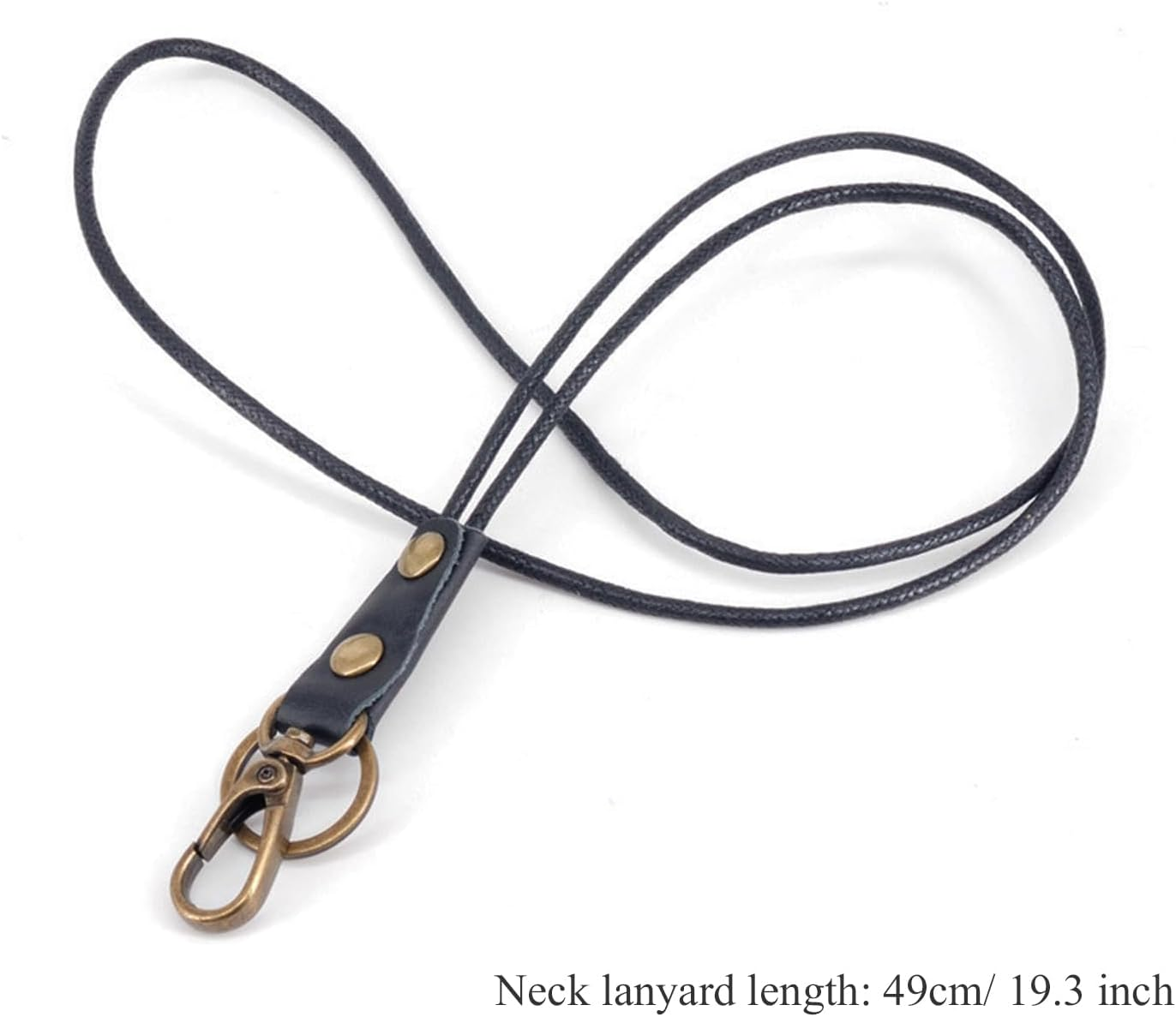 Badge Holder Vertical Handmade Leather ID Card Badge Holder Keychain with Heavy Duty Lanyard for Men Women-Black - Black 02 image number 4