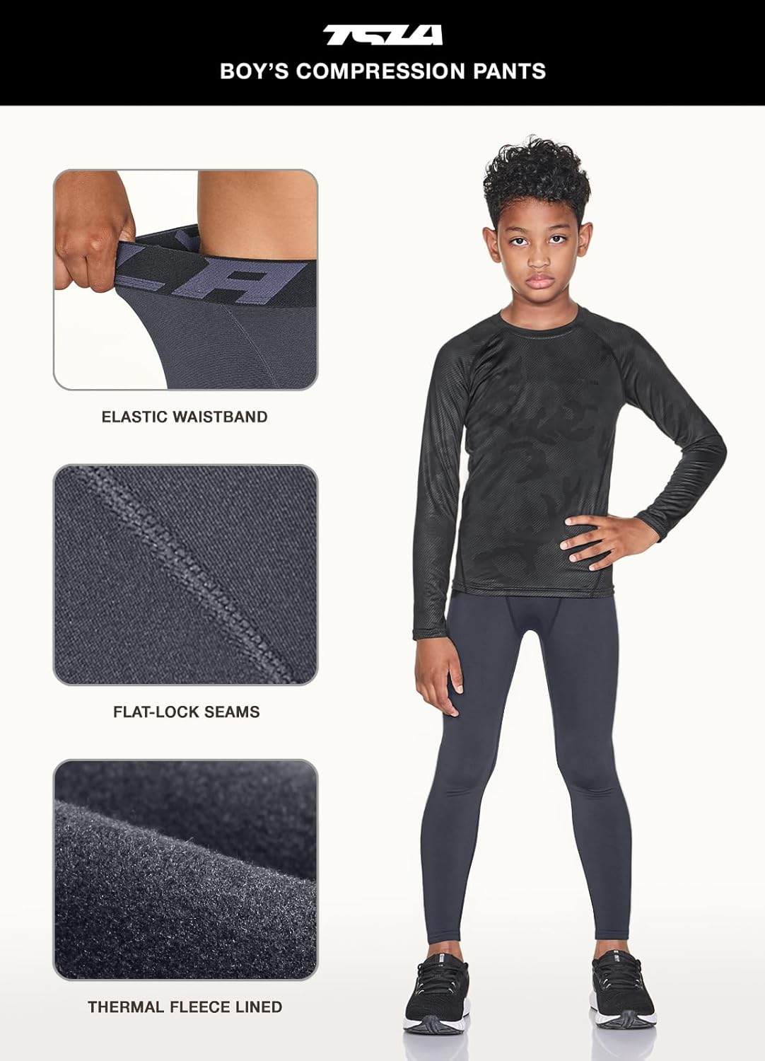 TSLA Kid'S & Boys & Girls Thermal Compression Pants, Athletic Sports Leggings & Running Tights Bottoms