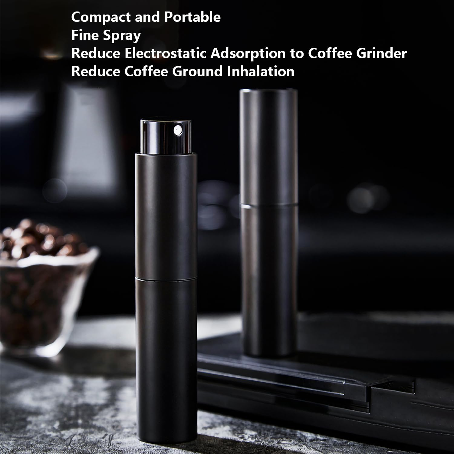 Coffee Bean Dosing Cup and RDT Spray Bottle Kit for Espresso Ceramic Ruffled Leaf Shaped Measuring Tray and Sprayer Set for Reducing Coffee Ground Static image number 1