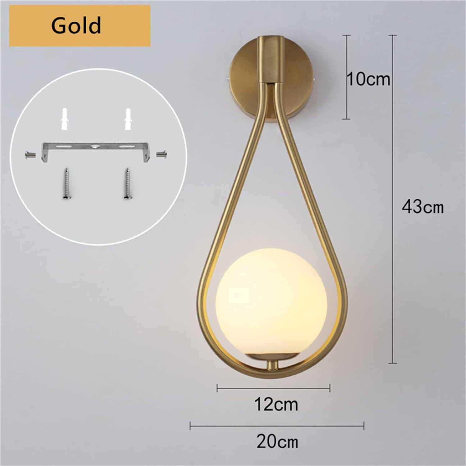 LED Golden Indoor Wall Lamp for Living Room E27 Vintage Wall Sconces Lamp Creative Drop Shaped Glass Metal Industrial Retro Gold Wall Light for Dining Room Bedroom Study Hallway Stairs (1 Pack) image number 4