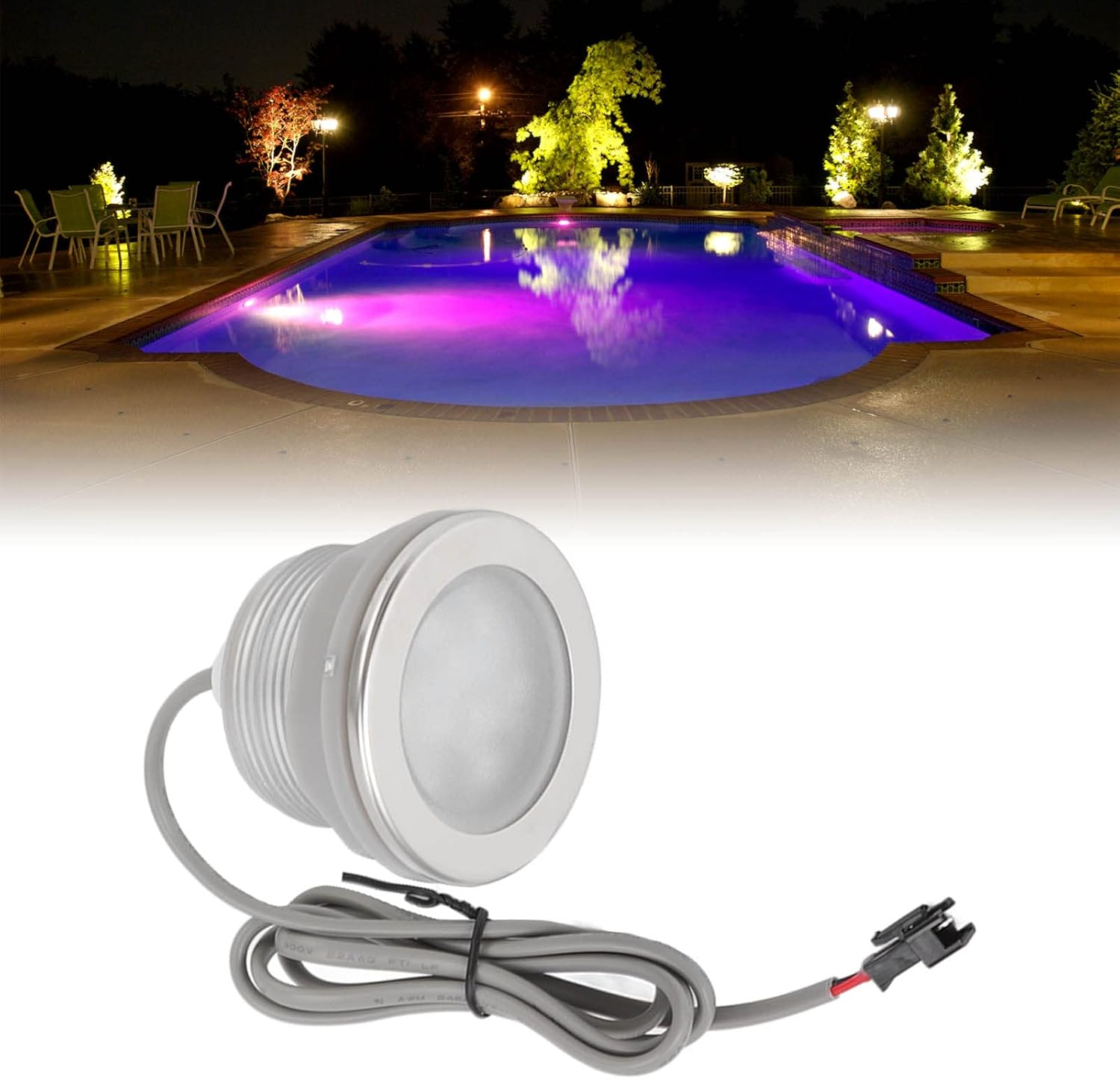 Stainless Steel Underwater LED Bathtub Light, Colorful Submersible Pool Lights for Bathtubs, Fish Ponds image number 4