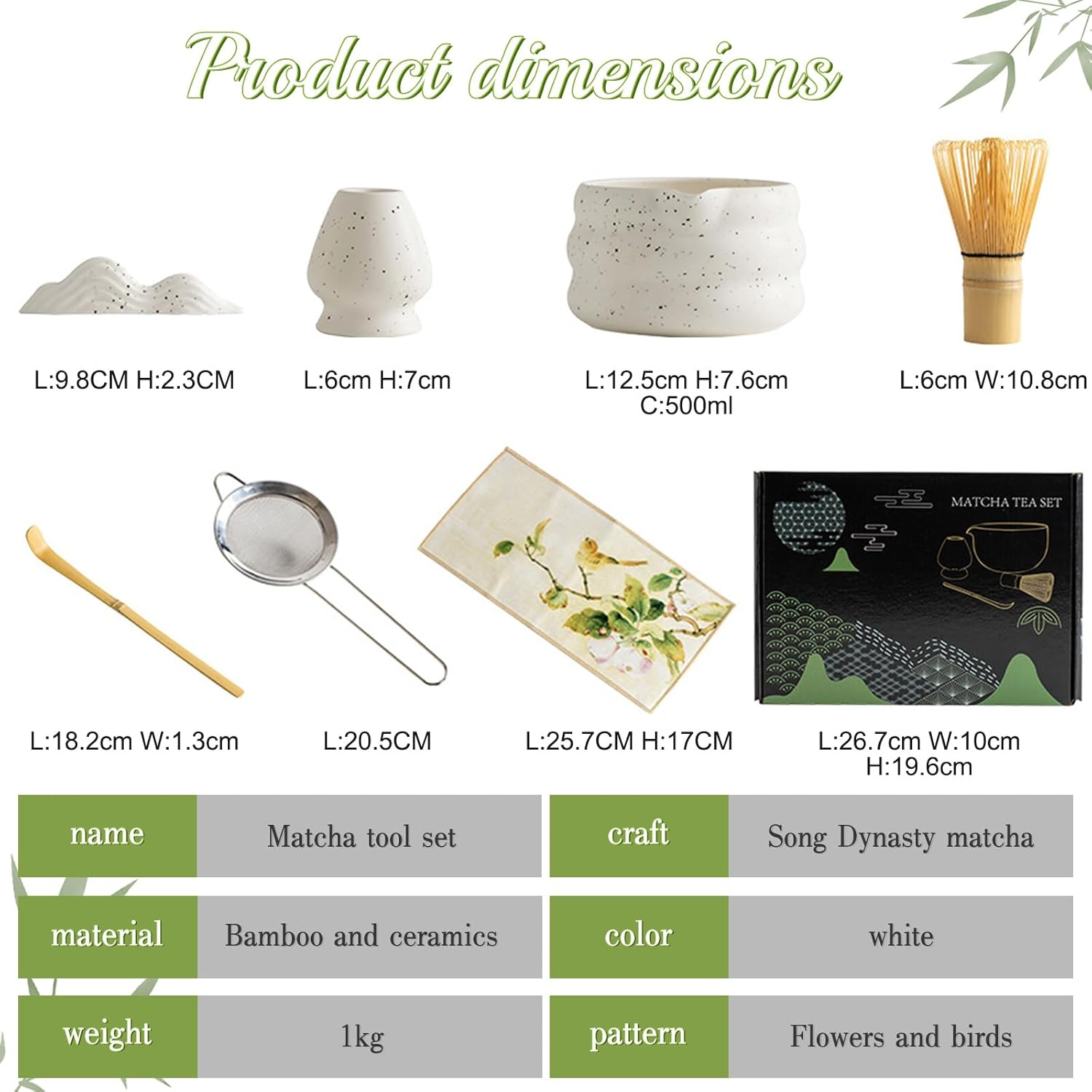 Sibeixiumatcha Mixer Set, 7 Matcha Sets, Japanese Matcha Set, Matcha Tea Set for Making Breakfast/Matcha Latte, Matcha Mixer and Bowl and All Accessories, Matcha Lovers/Friends/Family image number 2