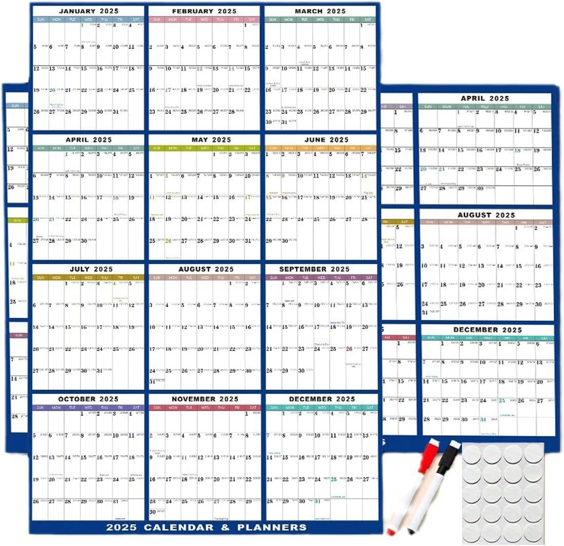 Weforu Dry Erase Calendar, 2025 Yearly Wall Calendar & Planner,35X23 Inch Reusable Laminated Task Organizer, Great for Office Classroom Home image number 5