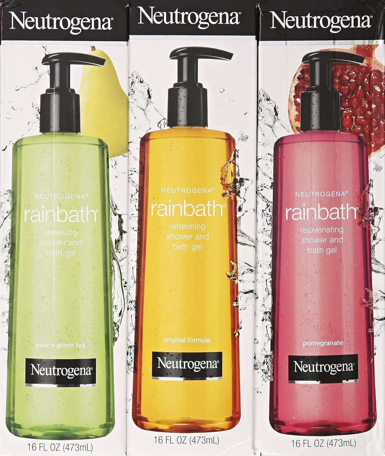 Neutrogena Rainbath Multi-Pack of 3, 1 Original Formula, 1 Pomegranate and 1 Pear & Green Tea, 16 Fl Oz Bottles image number 2