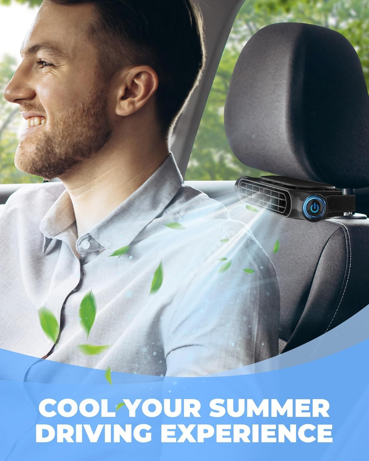 USB Car Cooling Fan for Backseat, 3 Speeds Front/Rear Seat Headrest Fan, 5V Powerful Electric Air Circulation Fan for RV Truck (Black) image number 4