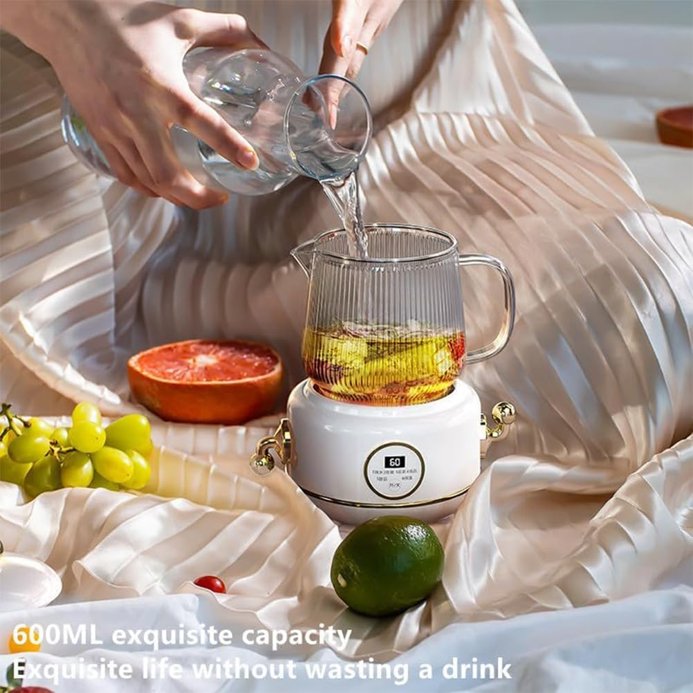 Glass Electric Kettle, 600Ml Household Pot, 400W Stainless Steel Mini Electric Health Pot Tea Maker Kettle, Multifunctional Health Pot for Home and Office, Separated Design image number 3