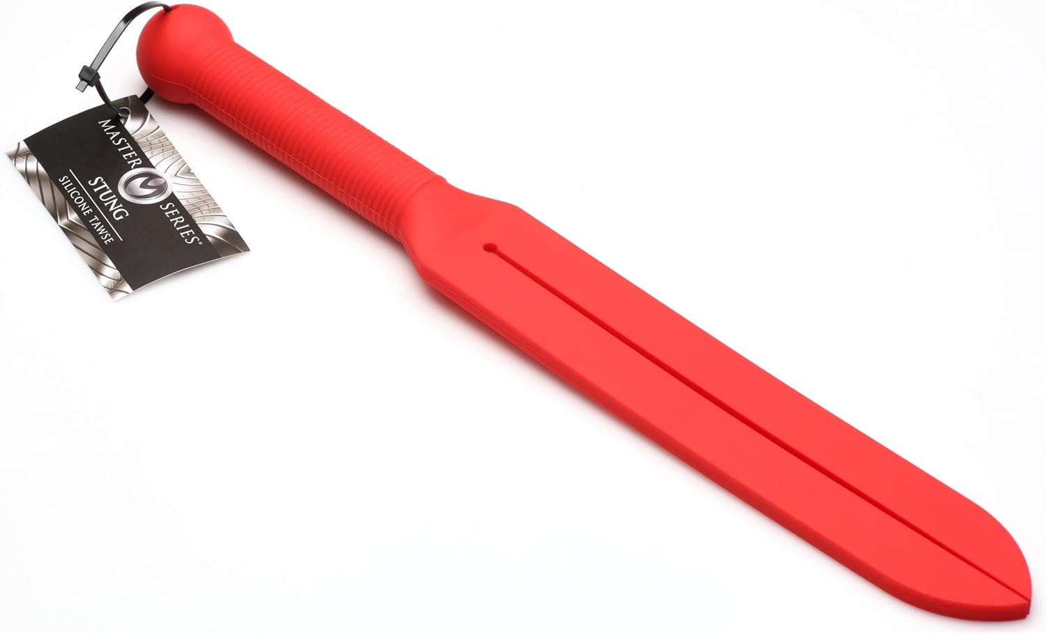 MASTER SERIES Stung Dual Tip Silicone Tawse BDSM Paddle. Spanking Paddle Tool, Flogger Sex Whips and Sex Bondage Toys for Adult Women, Men and Couples. 15 Inches Long, Red image number 3