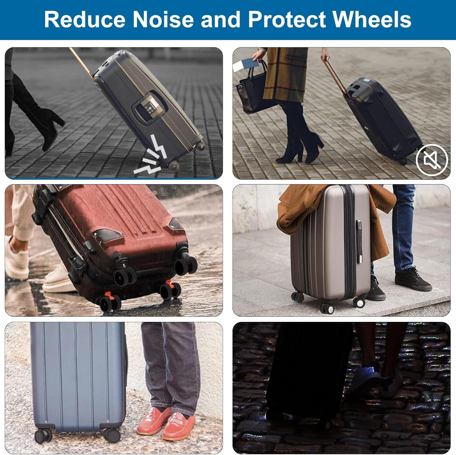 KASESSS 16 Pcs Suitcase Wheel Covers, Silicone Luggage Wheel Protector, Portable Luggage Wheel Covers Reduce Noise Luggage Compartment Wheel Protection Cover Water-Resistant Luggage Wheel Cover, image number 1