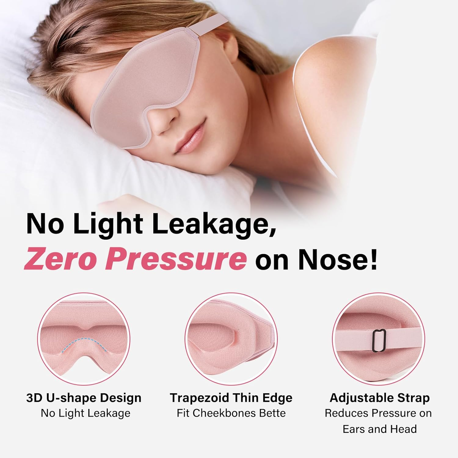 3D Sleep Mask Cotton Light Blocking Sleep Eye Mask No Eye Pressure Soft Breathable Comfortable Blindfold Sleep Mask for Lash Extensions/Travel/Sleeping/Shift Work/Meditation/Yoga/Nap image number 4