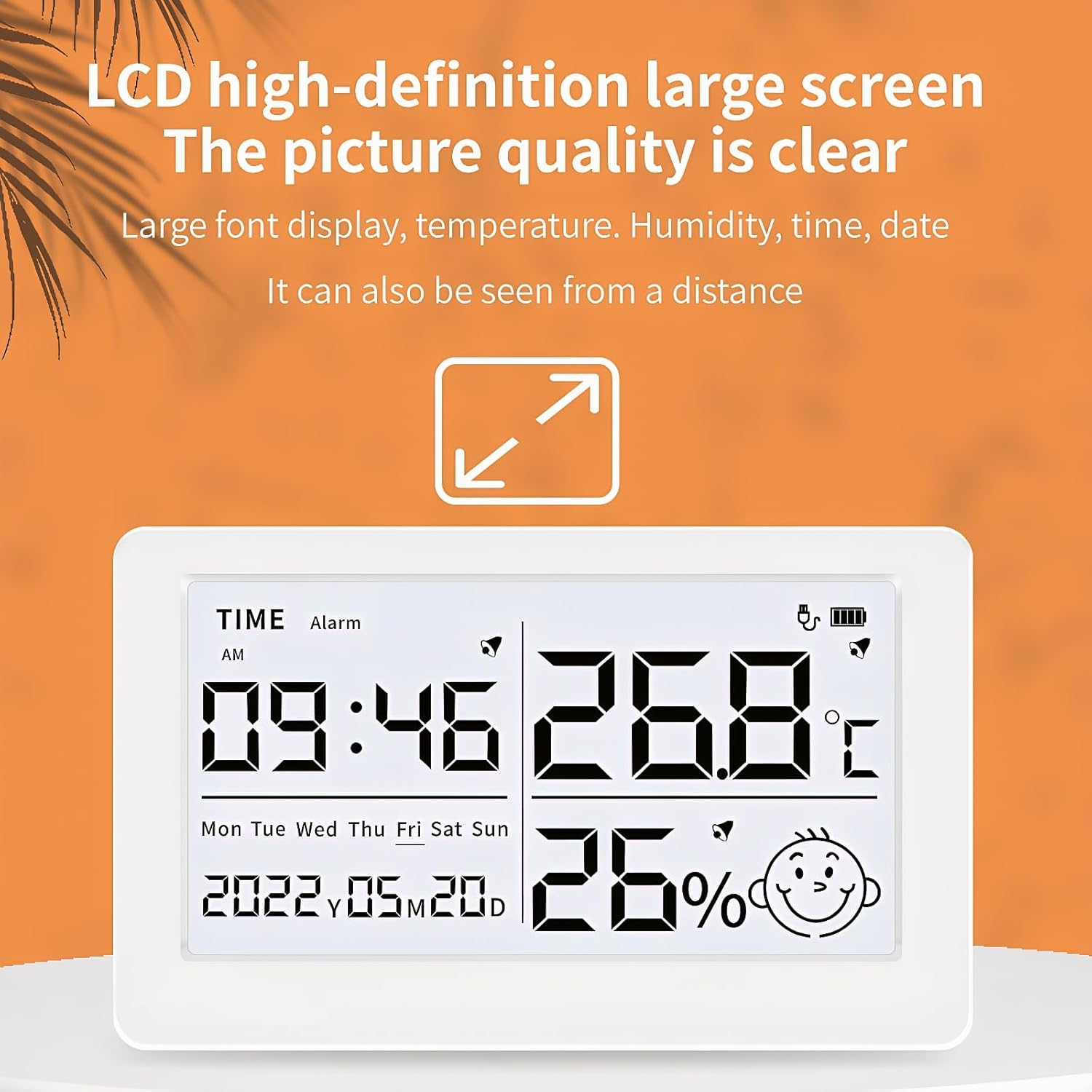 Mengshen Digital Hygrometer Rechargeable Indoor Thermometer with Alarm Clock Date Display Comfort Level Icons for Home Baby Room Wall/Mountable image number 2