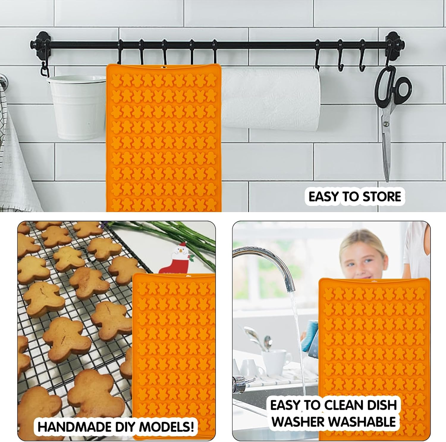 Gingerbread Man Silicone Candy Molds Silicone Chocolate Mold Mini Christmas Molds Gummy Mold for Baking for Festive Treats and Decorations