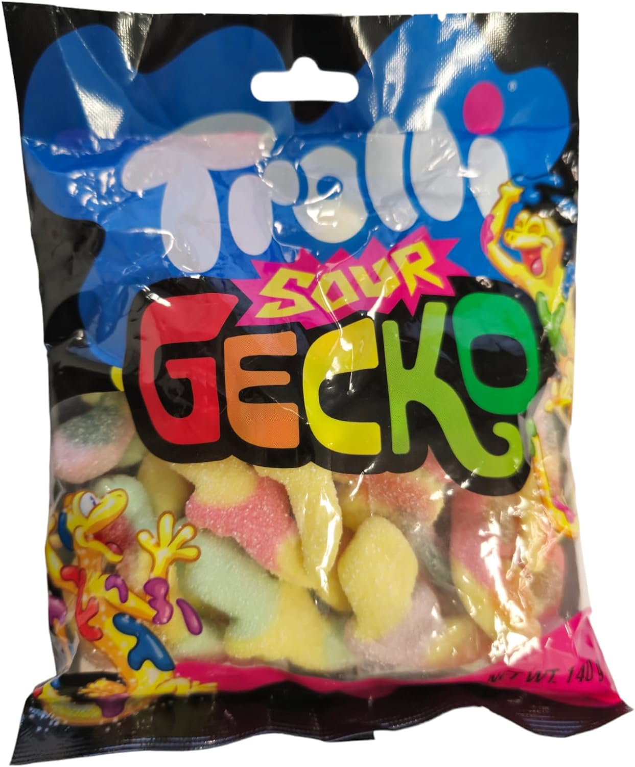 Trolli Sour Gecko Tangy & Chewy Lizard-Shaped Gummies 140 G &ndash; Fruity Sour Lollies, Gluten-Free Halloween & Party Candy image number 1