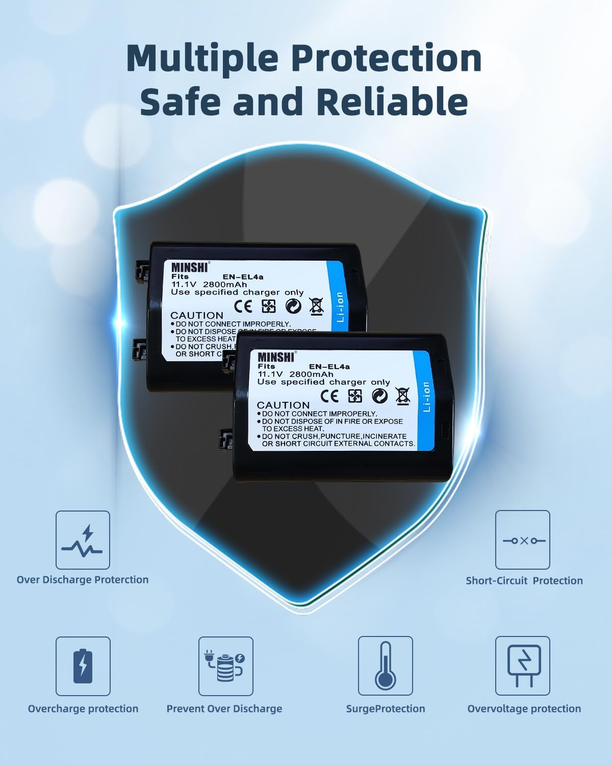 MINSHI EN-EL4A Replacement Battery Compatible with D3 【11.1V 2800Mah】 High Performance Compatible Camera Battery 2023IN image number 2