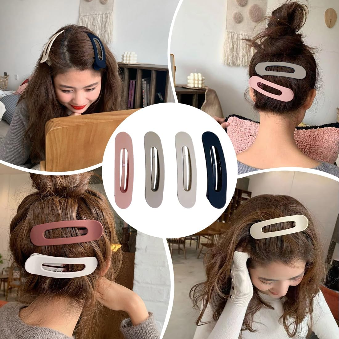VAEIORP 4 Large Matte Duckbill Clips - 11Cm Flat Hair Claw Clips 4 Colours image number 3