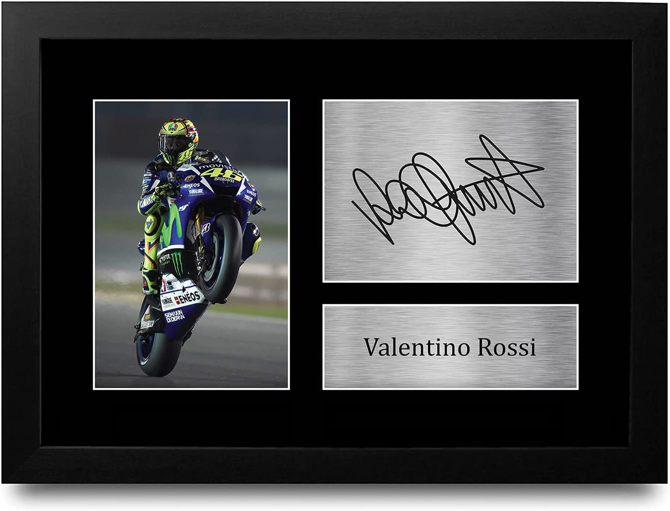 HWC Trading FR Valentino Rossi Gift Signed FRAMED A4 Printed Autograph Superbikes Motogp Gifts Print Photo Picture Display