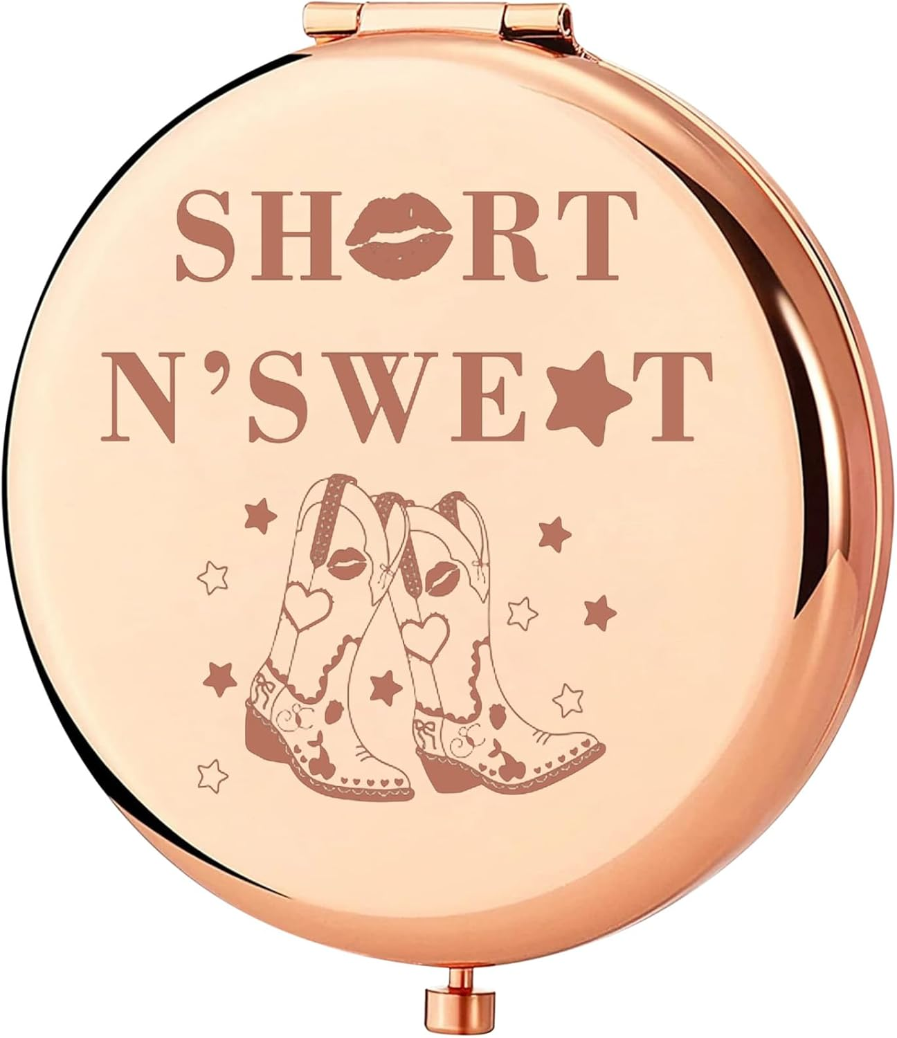 KEYCHIN Music Album Pocket Mirror Singer Fans Gifts Short N' Sweet Compact Makeup Mirror Music Song Merch (Sweet RG) image number 1