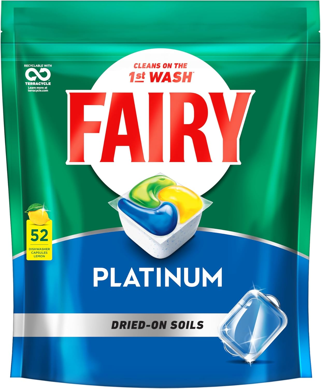 Fairy Platinum Lemon Dishwasher Tablets 52 Pack image number 4