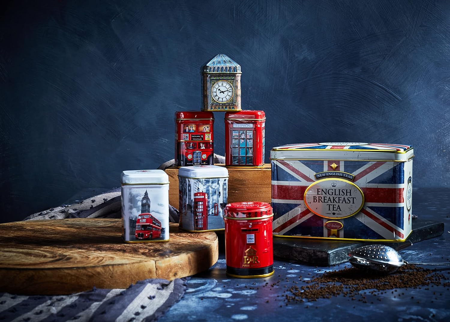 Iconic London Sights 6X Tea Tins with Fine English Breakfast Loose Leaf Tea, British Souvenir, Big Ben, UK Foods image number 5