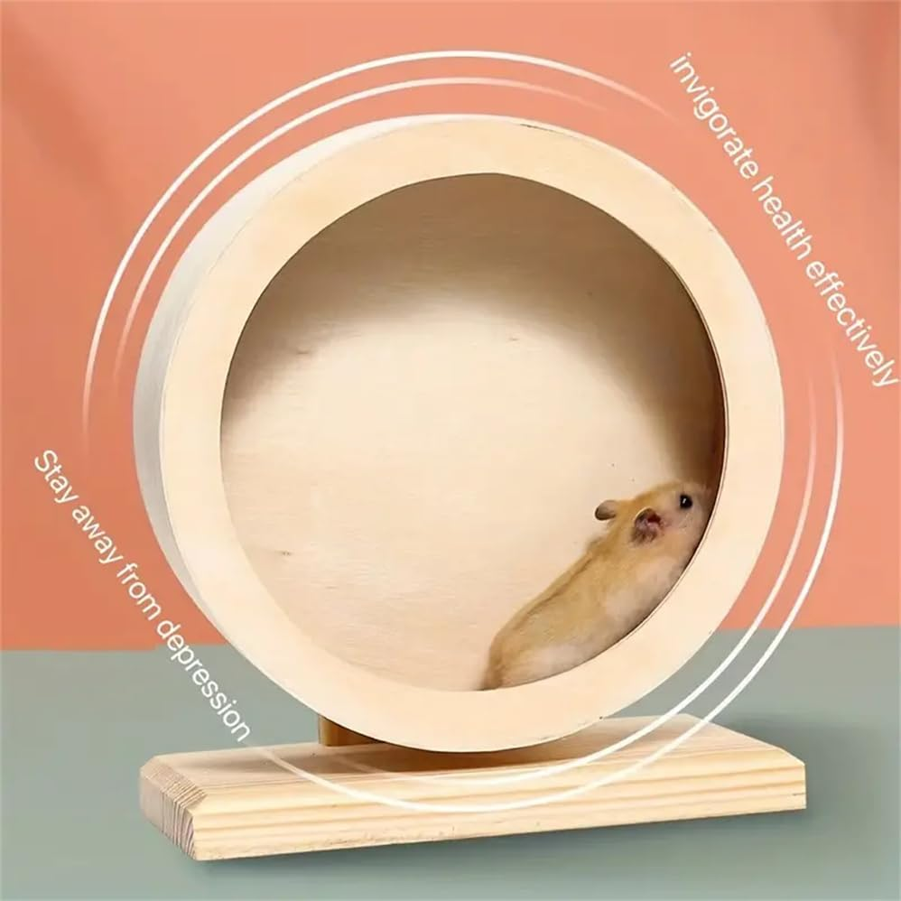 Pet Sports Equipment, Wooden Silent Hamster Wheel, Hamster & Guinea Pig Exercise Wheel, Cat & Dog Treadmill, Indoor Use,Allowing Your Pet to Play Freely,Sturdy and Durable,Aesthetically Pleasing image number 1