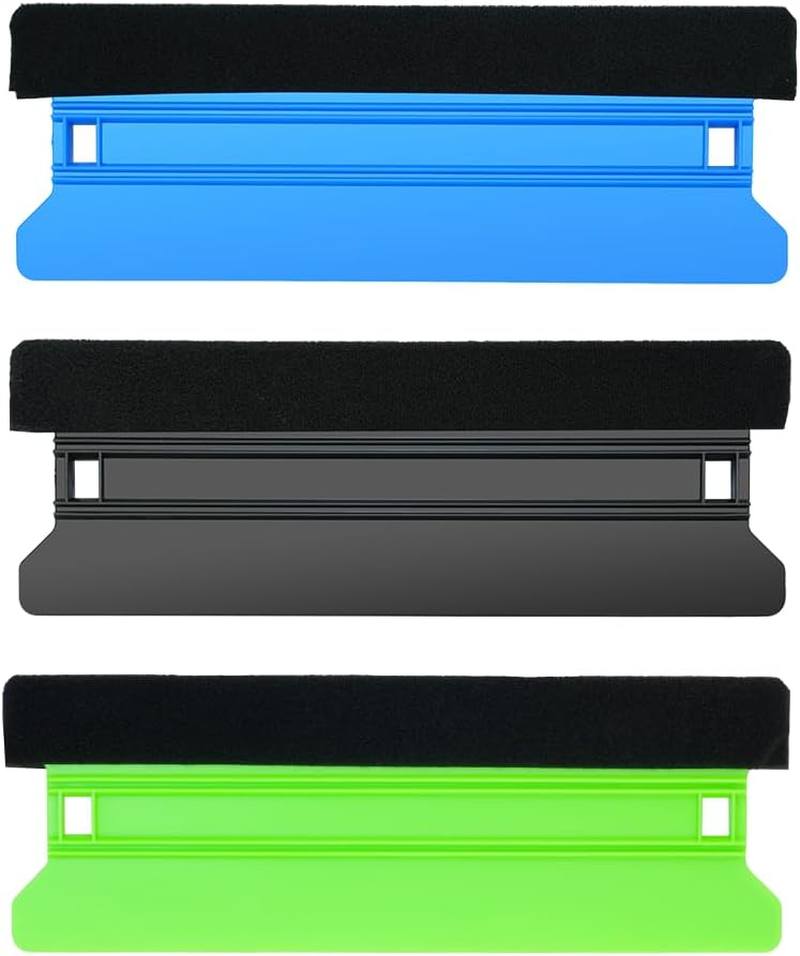 Carsleek Vinyl Wrap Long Squeegee, Microfiber Felt Edge, Window Tinting, Sign Sticker Application, Car Decal, Scratch-Free on Film and Wallpaper, Protect Painted, 3Pcs, 21 * 7.5Cm, Black, Blue, Green image number 2