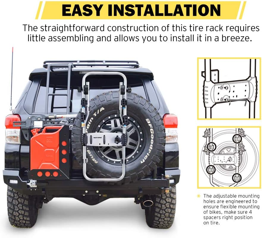 SAN HIMA 2 Bike Rack Spare Tire Rack, Bicycle Carrier Adjustable Support Arm with 2 Tightening Straps, Anti-Theft Design, Load Capacity 34KG Suits Sedan/Hatchback/Minivan/Suv image number 5