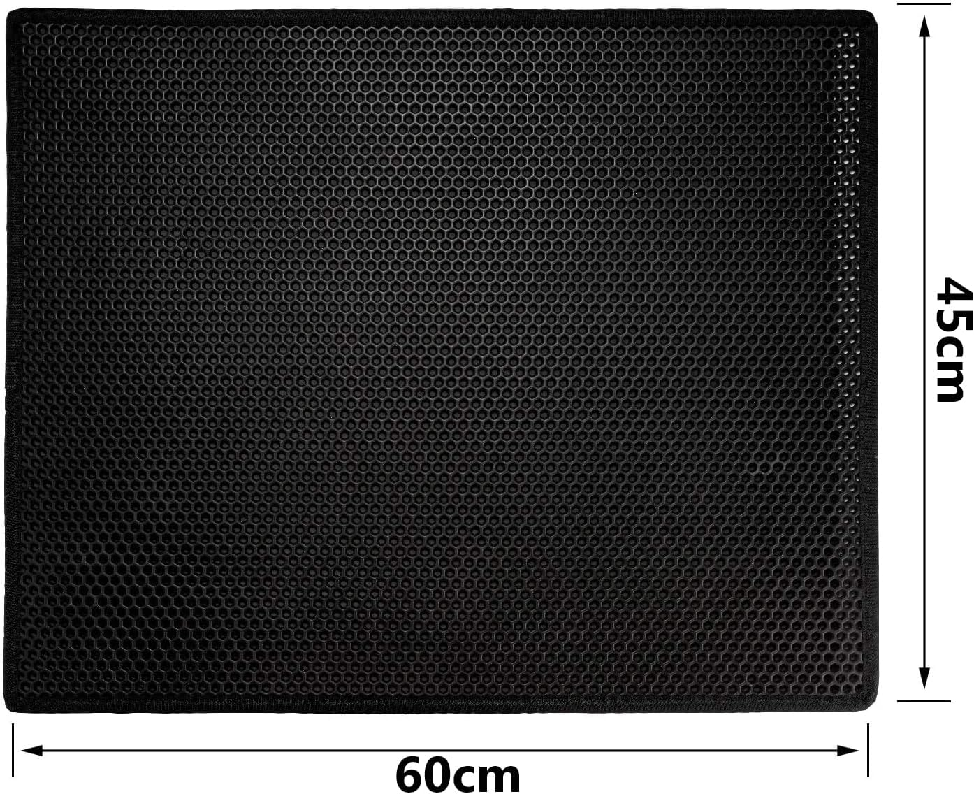 Mumoo Bear Cat Litter Mat Large 60 X 45Cm Kitty Litter Trapping Mat for Litter Box Honeycomb Black Hole Design Waterproof, Urine Proof Trapper - Scatter Control, Easy Clean Rug for Litter Tray-Black