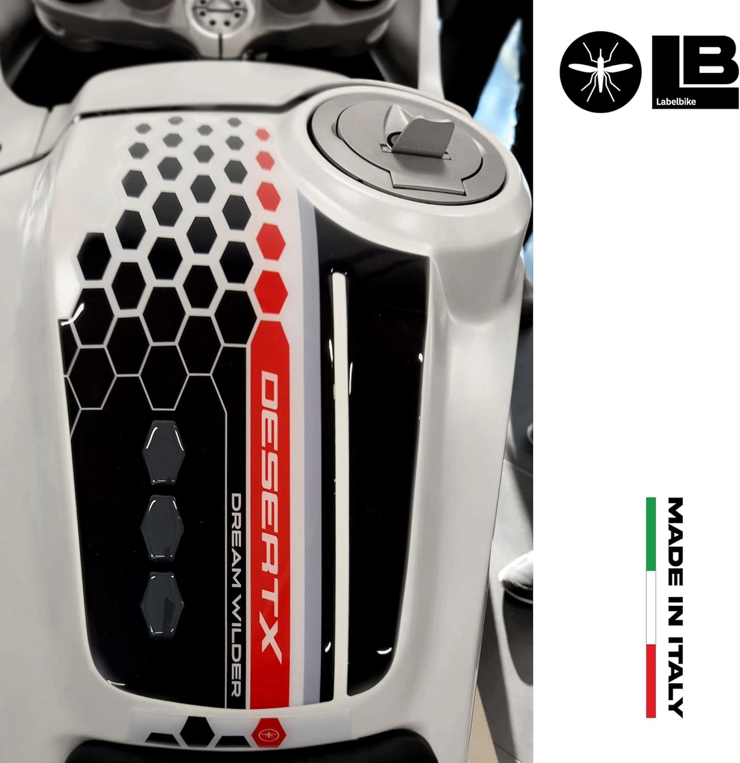 Labelbike - 3D Sticker Motorcycle Tank Protection Compatible with Ducati Desertx image number 3