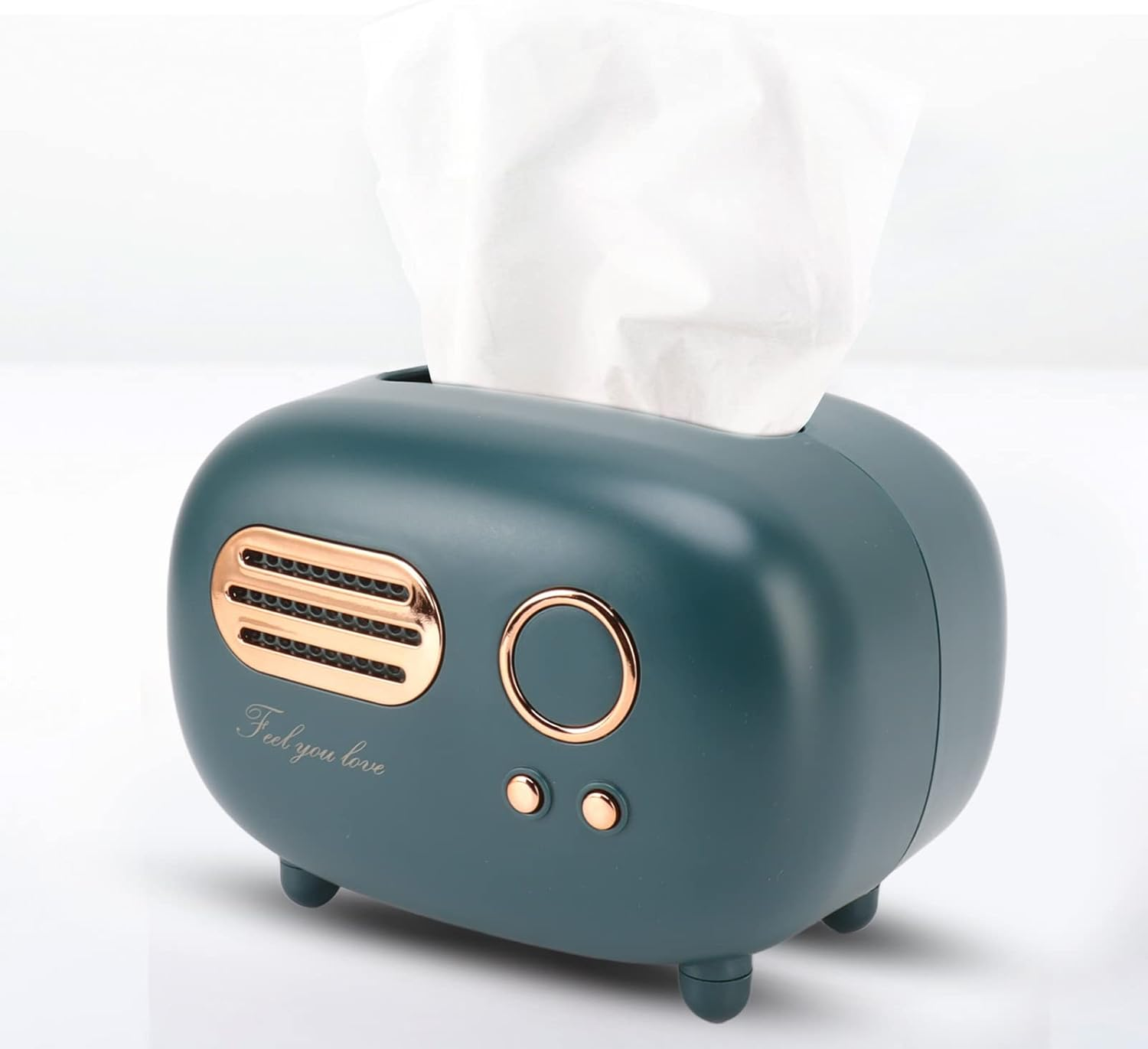 Retro Radio Facial Tissue Box Cover, Radio Shaped Tissue Box Holder for Bathroom Use, Cute and Versatile Gift (Red)