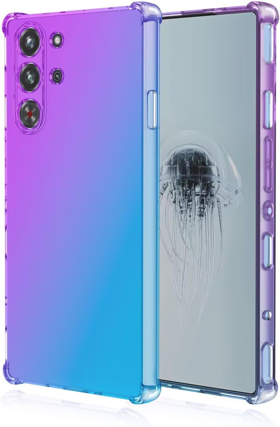 HONLEN Case for Smartphone, Compatible with Redmagic 10 Pro Case, (6.85 Inches) Transparent Gradient Design TPU Silicone Mobile Phone Case, Reinforced with Four Corners Cover Pink Green