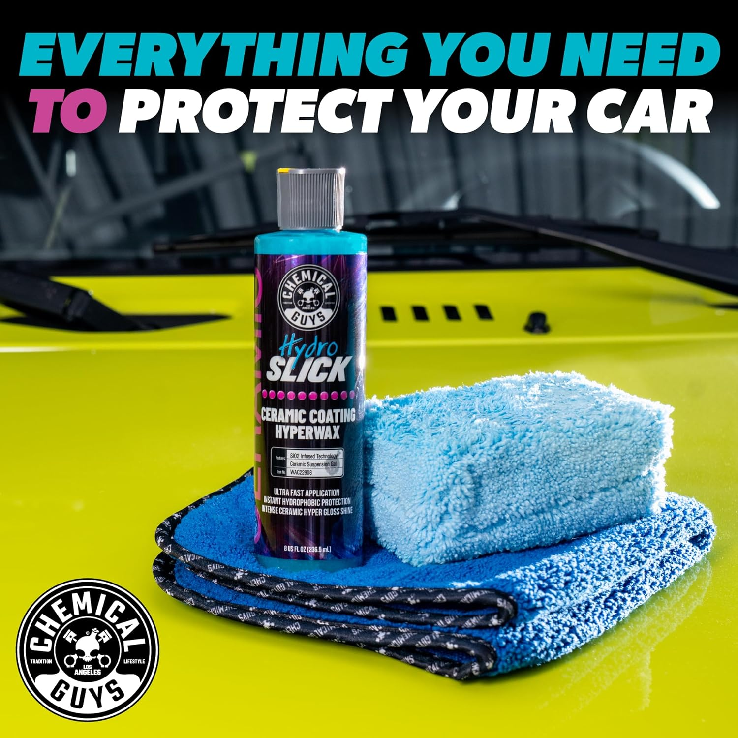 Chemical Guys Hydroslick Ceramic Coating Kit &ndash; Hydrophobic Paint Protection &ndash; Includes Ceramic Spray, Applicator & Microfiber Towel for DIY Sio2 Coating image number 5