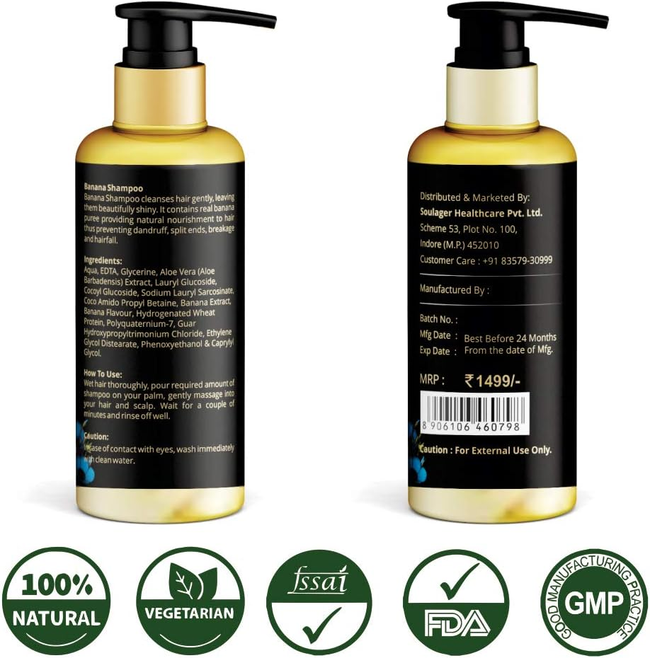 Simply Herbal Organics Banana Shampoo with Aloe Vera Extract (SLS Free) image number 2