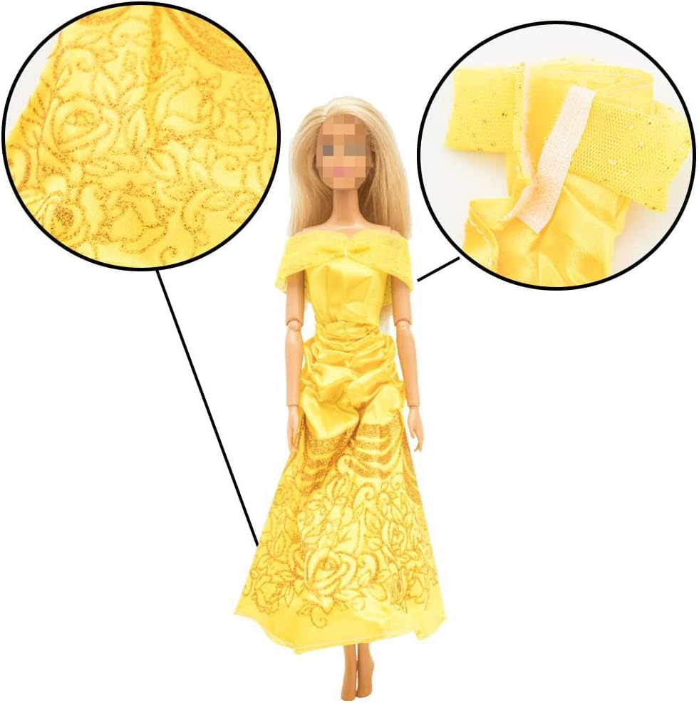 ONEST 30 Pieces Princess Clothes and Accessories for 11.5 Inch Girl Doll Include 10 Pieces Princess Dresses, 10 Pairs Shoes and 10 Pieces Necklaces - Litter Girls Gift image number 5