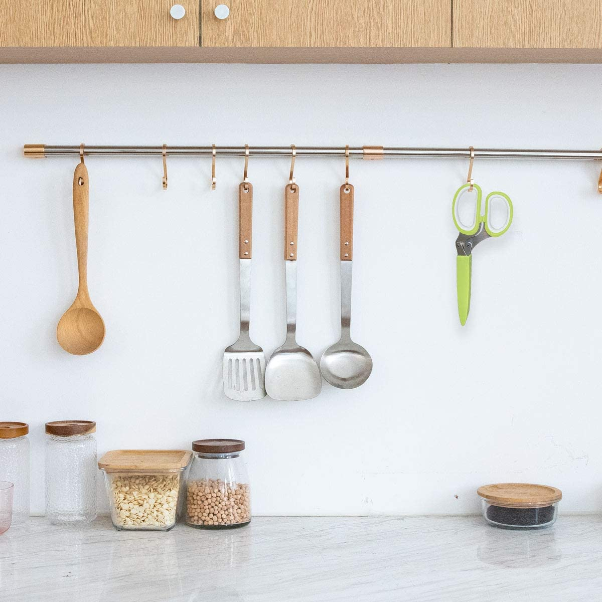 Herb Cutter Scissors 5 Blade Scissors Kitchen Multipurpose Cutting Shear with 5 Stainless Steel Blades & Safety Cover & Cleaning Comb Cilantro Scissors Sharp Shredding Shears Herb Scissors Set (Green) image number 3