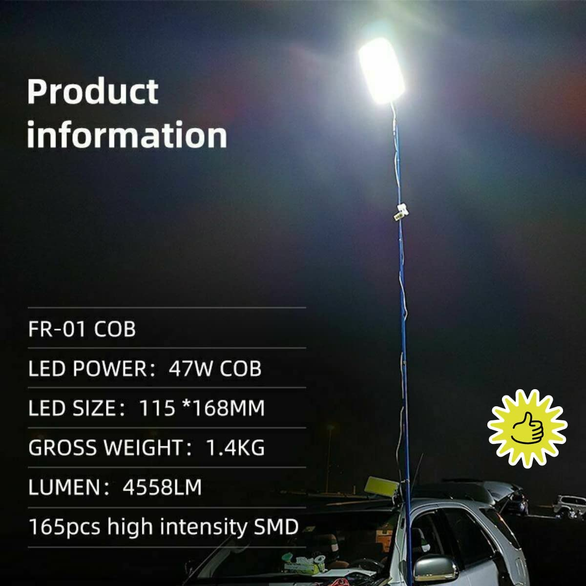 LEDON Telescopic Fishing Rod Lamp Light Portable Cars Repair LED Lantern Camping Height Flashlight for Camping, Hiking, Fishing, Emergencies, Outdoor Adventures image number 4
