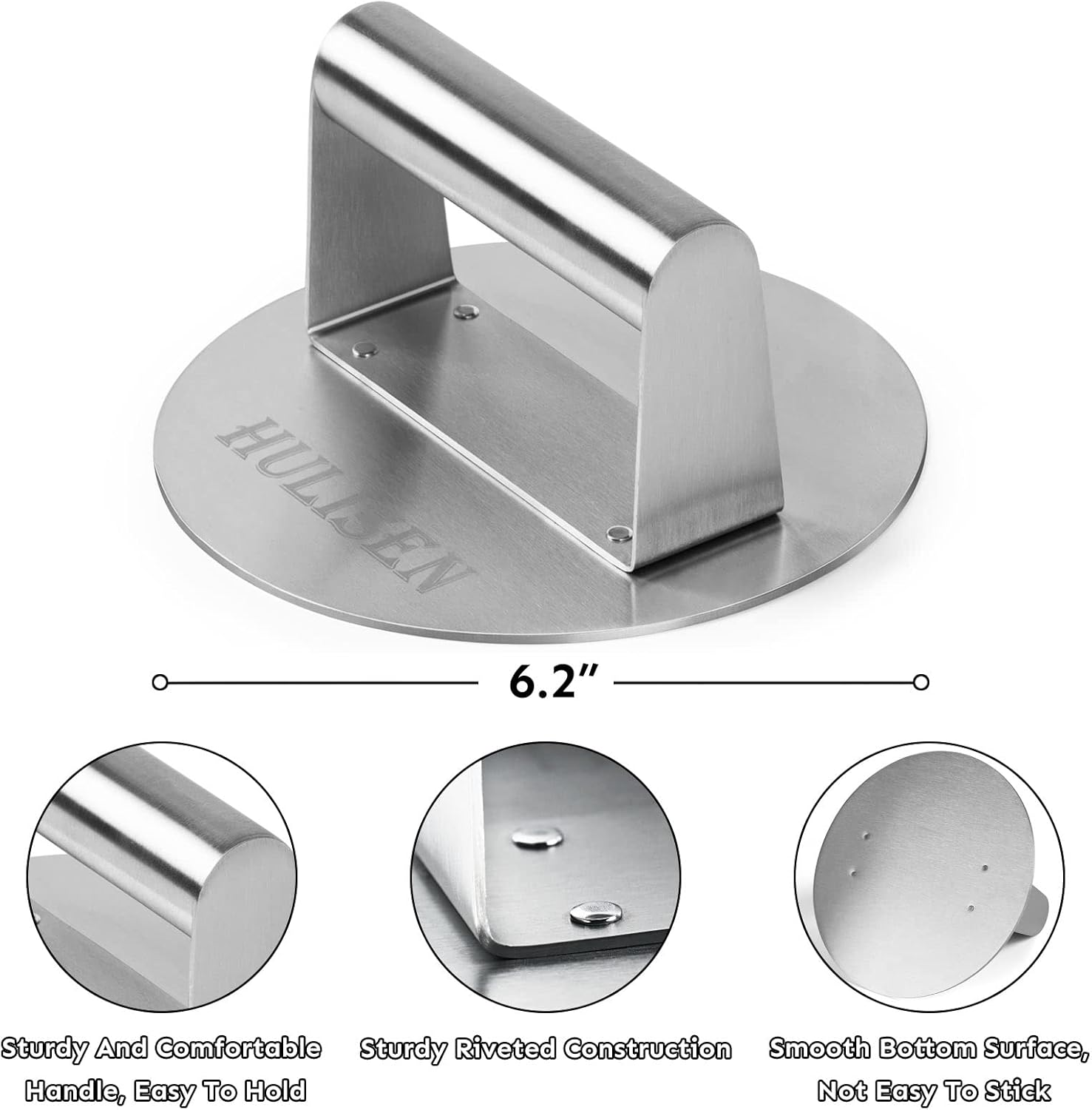HULISEN Cheese Melting Dome & Smashed Burger Press, 6.2" Grill Press with 9" Basting Cover, Stainless Steel Burger Smasher, Griddle Accessories Kit for Flat Top Grill Cooking Indoor/Outdoor image number 1