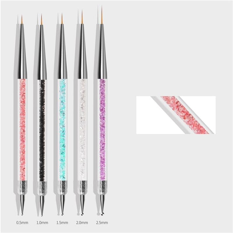 ZEOHBETY Nail Art Brushes, 5Pcs Nail Art Liner Brushes, Dotting Pen Tools, Nail Art Design Brush Set for Long Lines, Thin Details, Fine Drawing, Sizes 5/8/12/15/20Mm - Nail Sculpture Pen image number 6