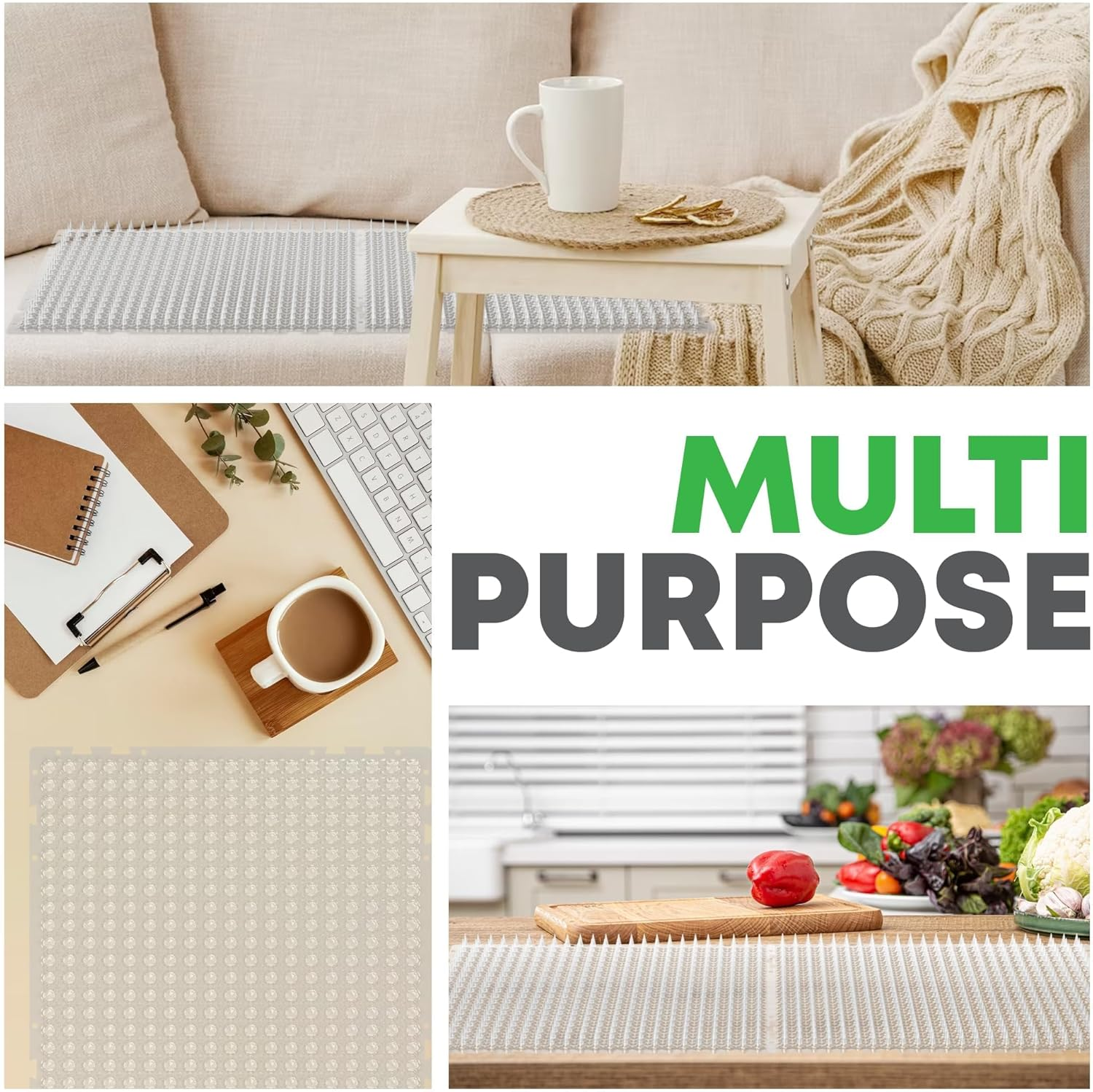 12 Pack Cat Deterrent Mats, 40X33Cm Pet Training Spiked Mat with 2.5Cm Spikes for Indoor Outdoor Use All Weather Animal Repellent for Cats and Pests image number 2