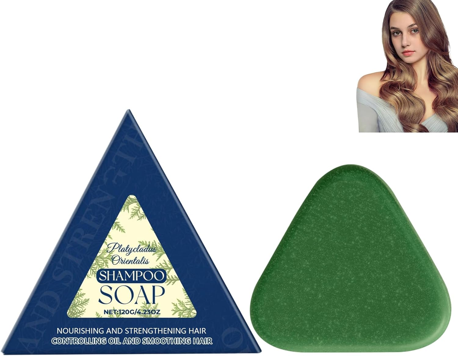 Platycladus Orientalis Shampoo Soap, Natural Oil-Controlling Shampoo Soap, Nourishing & Soothing, Gentle Hair Cleansing & Strengthening for Women and Men, Suitable for All Hair Types (1Pcs)