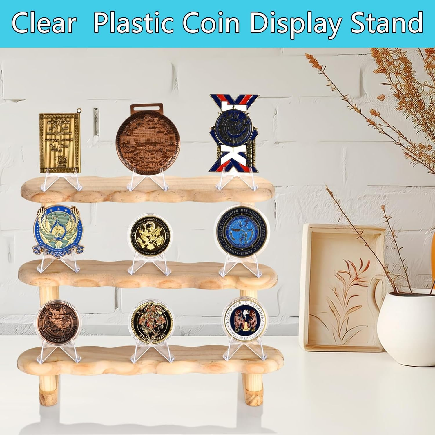 Card Display Stand, Acrylic Card Display Clear Mini Card Stands Sports Card Holder for Display Challenge Medals Baseball Card Trading Cards Coin Graded Card(30 Packs) image number 5