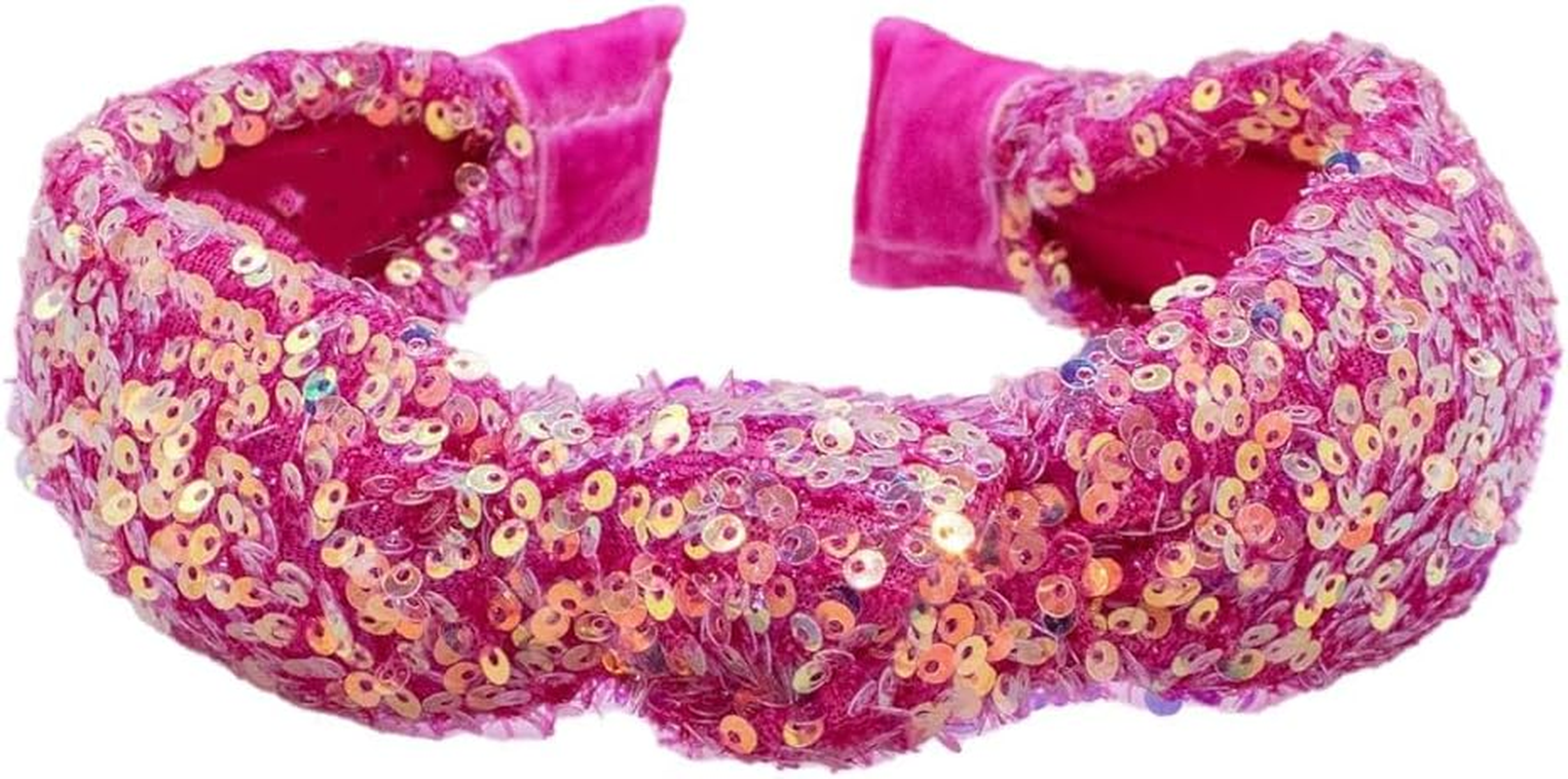 Pink Sequin Knotted Headbands and for Girls Women Sequin Headb Sparkly Hairbands Fashion Glitter Wide Top Knot Headband for Sport Cute Hair Accessories Birthday Gifts Clips and Barrettes,Headbands image number 2