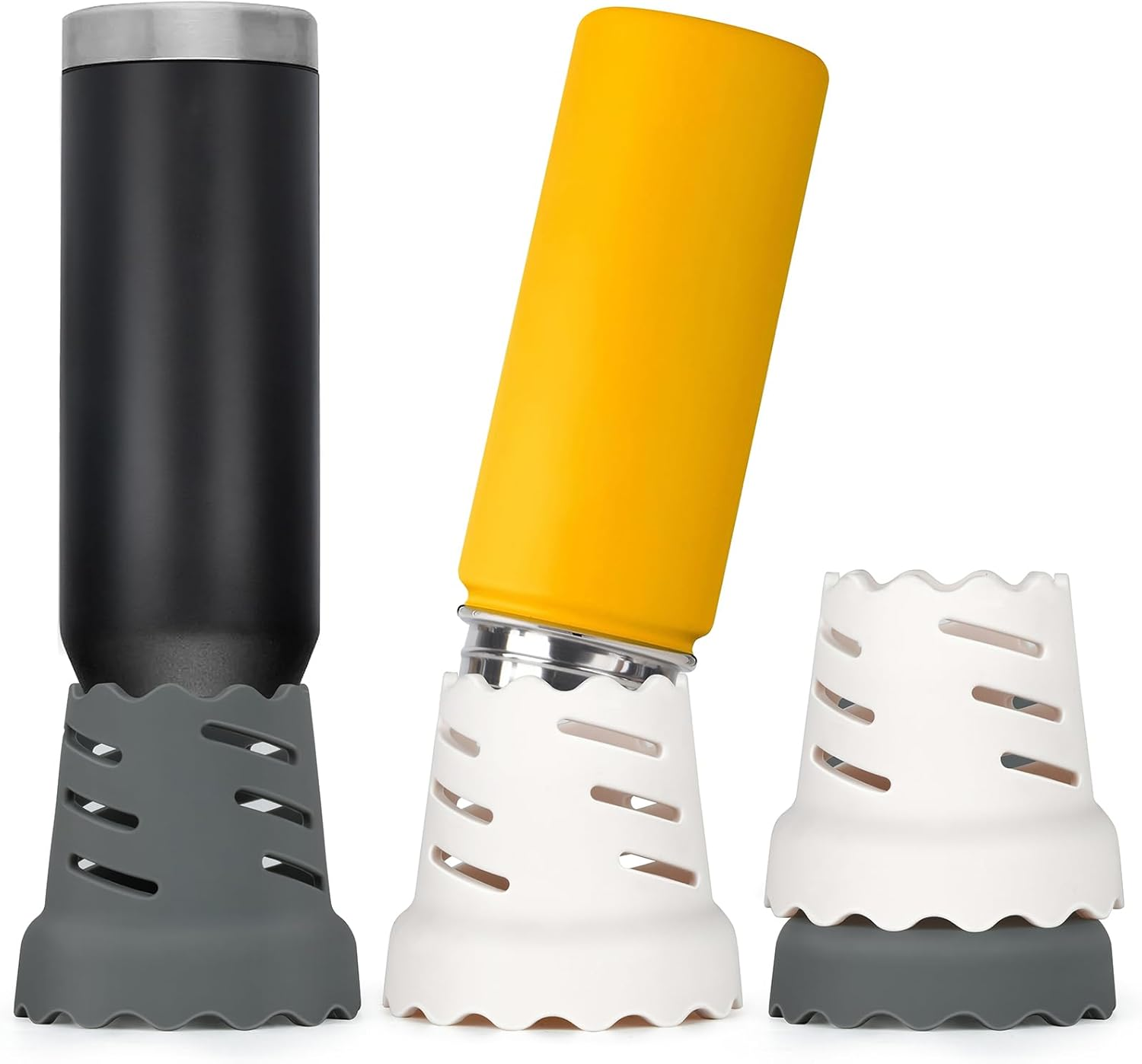 4 Pack Drying Rack for Water Bottles Silicone Bottle Drying Rack for Faster Drying Fits Hydroflask, Yeti, Simple Modern, Camelbak, Hydracy, Frostbuddy, and More (White and Grey) image number 3