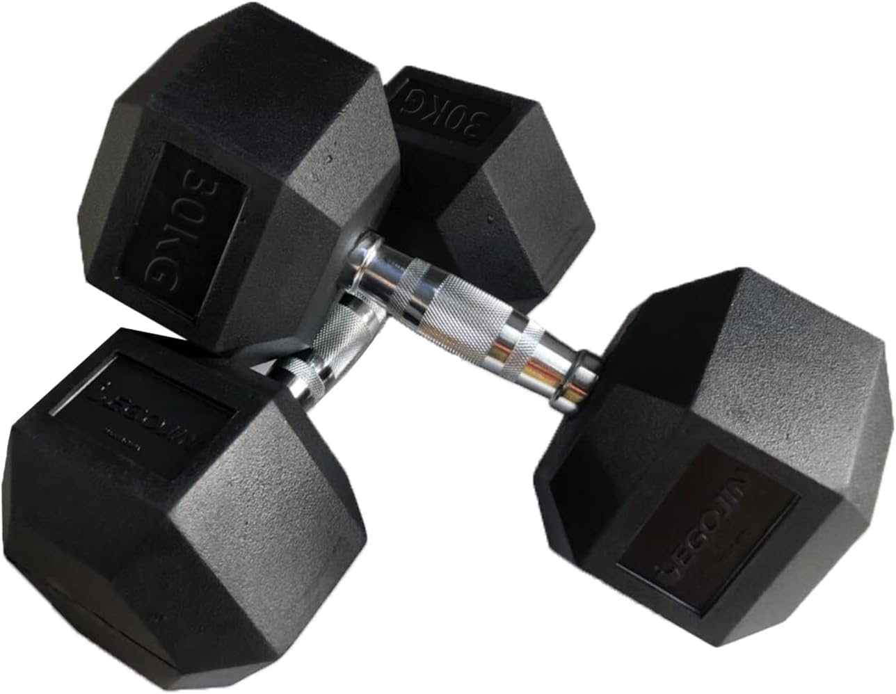 Dumbbell - 30KG X 2 - Dumbbell Pair - Hex Rubber Coat Iron Dumbell - Weight Training Exercise Workout Fitness Gym Strength