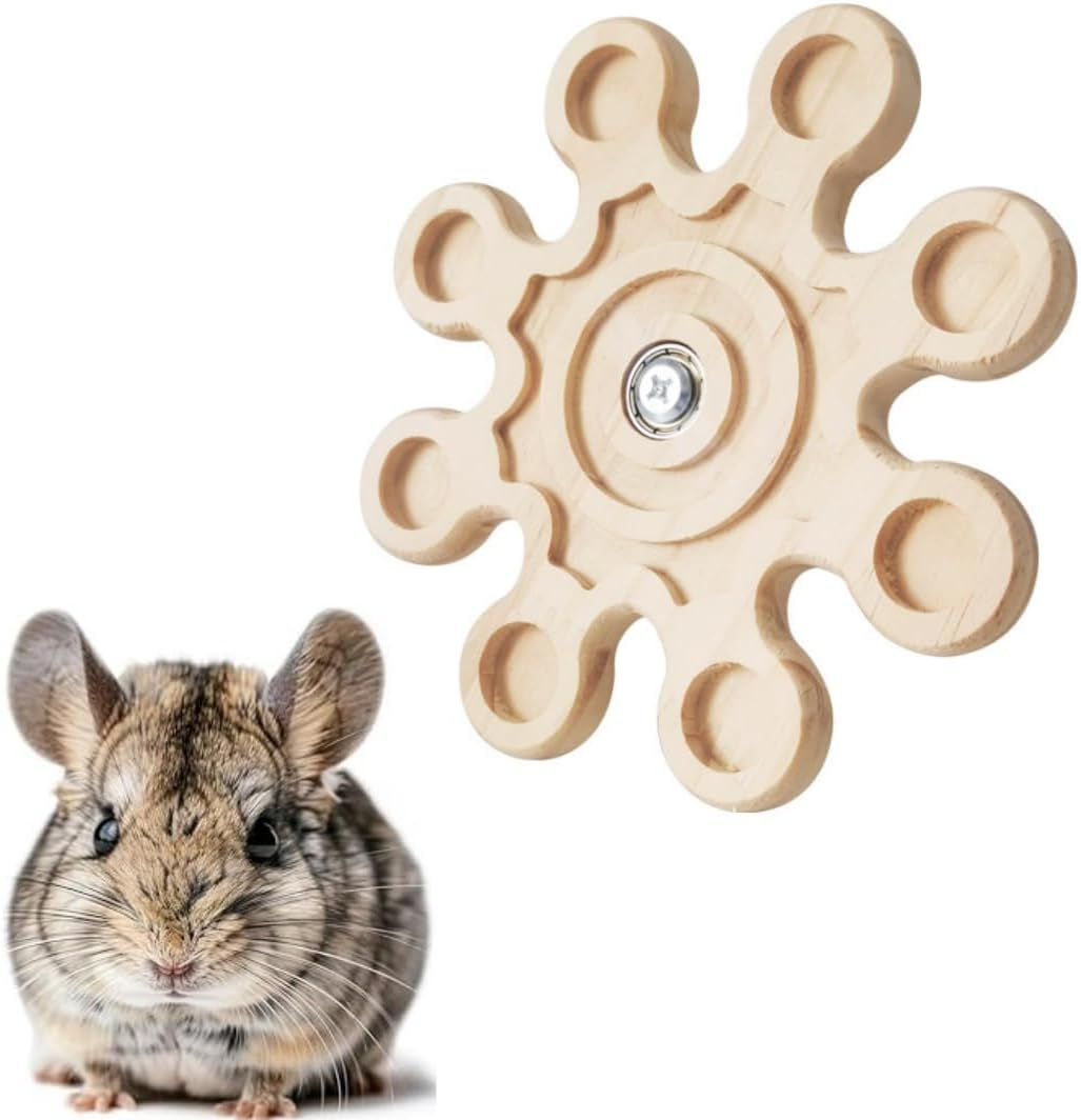 Chinchilla Chew Toys - Rotating Wooden Enrichment Toys,Hamster Chewing Toys, Funny Cage Accessories for Chinchilla Hamster Bunny（6.4 Inch） image number 6