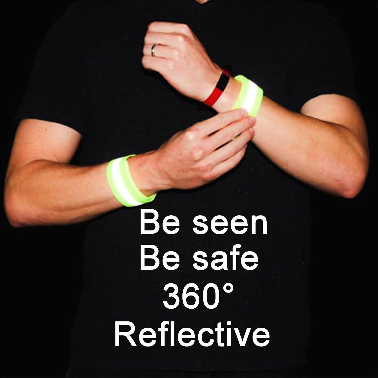 Treayes 4PCS High Visibility Armbands - Hi Vis Reflective Running Armbands, Elasticated Ankle Bands - Reflective Safety Bands for Running, Walking, Cycling at Night image number 5