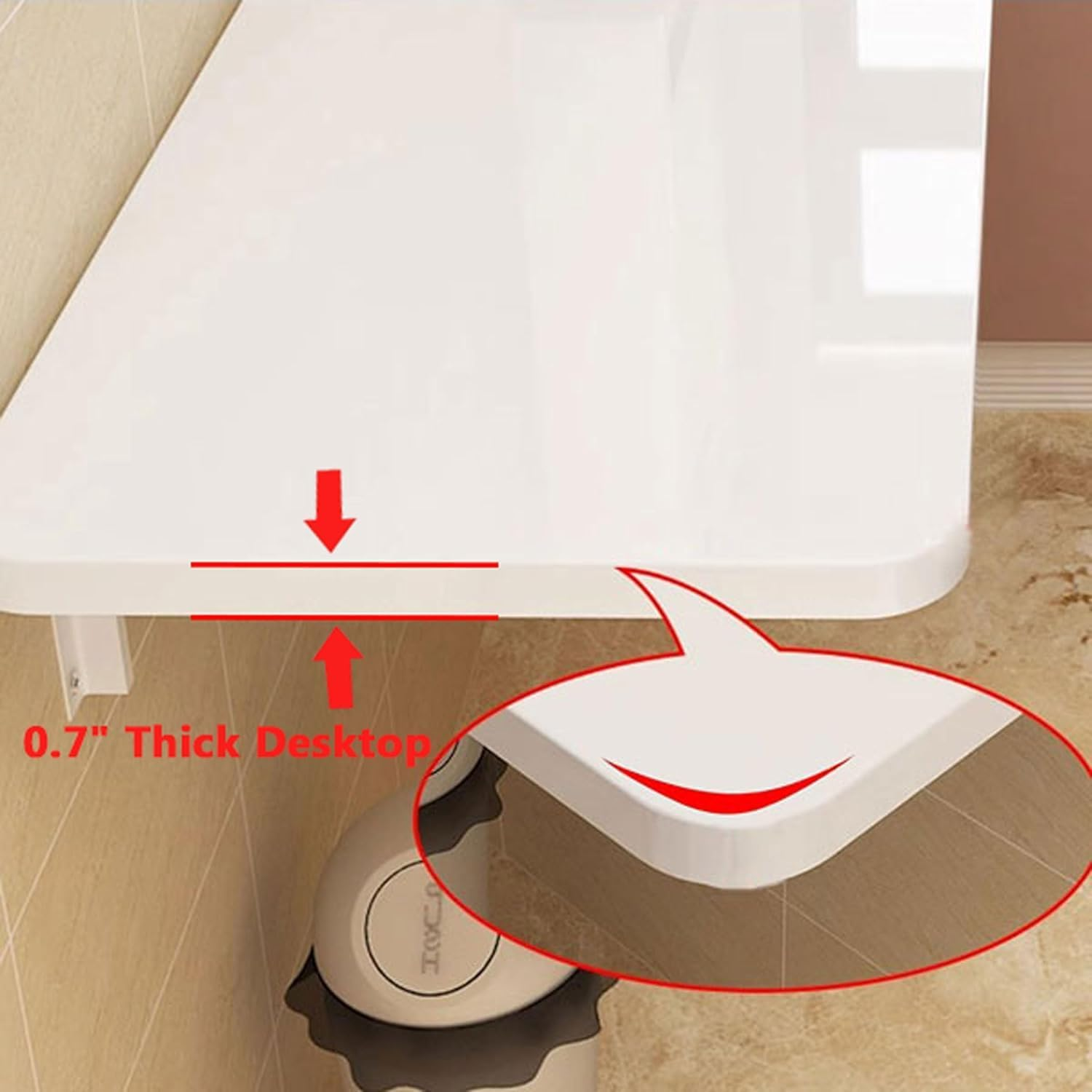 FANGXIN Wall Mounted Folding Table,Piano Baking Paint Waterproof Floating Desk for Small Spaces,Hanging Desk for Home Office Computer Workstation,Study Work Bench, Kitchen Dining (60&times;40Cm) image number 4